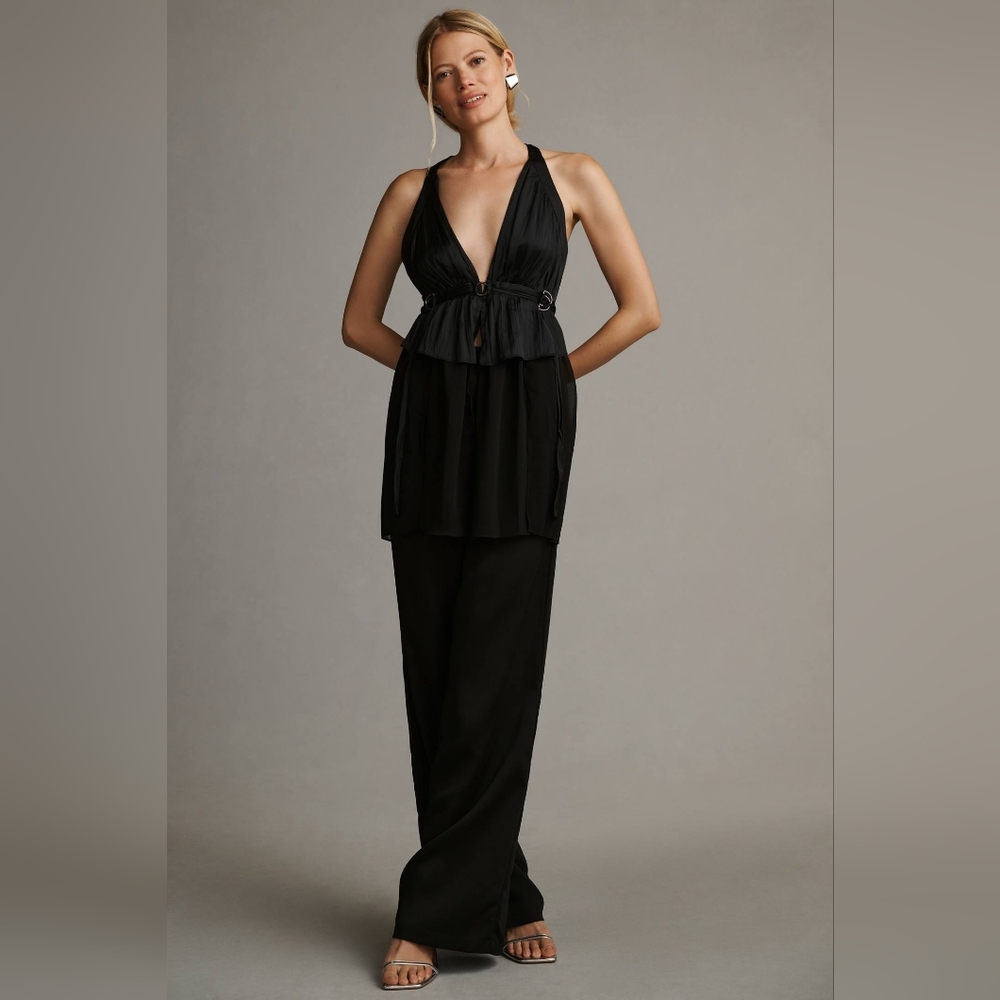 Anthropologie Sheer V-Neck Flyaway Top